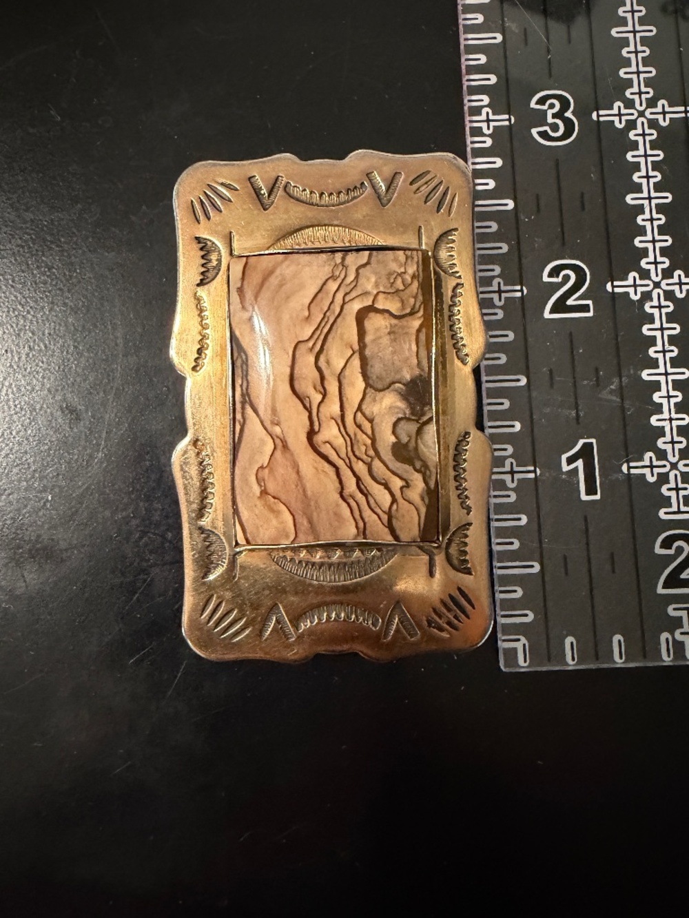 Vintage Southwestern Style Brass/Bronze Tone With Jasper Stone Belt Buckle